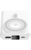 Beyaz standlı MagSafe uyumlu 10000 mAh LCD göstergeli promosyon powerbank